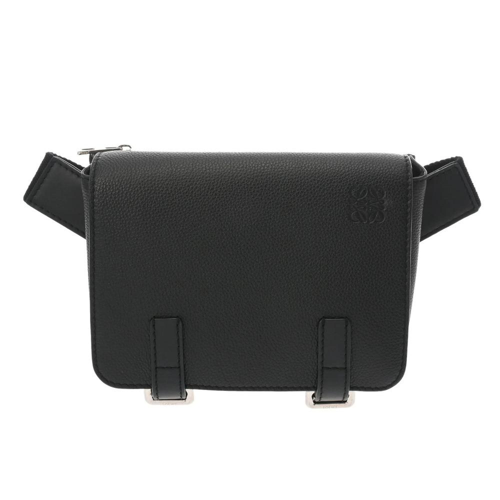 LOEWE Military Bum Bag Black Leather Body Belt Bum Crossbody
